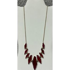 Kendra Scott Gold Tone Red Stone Lariat Statement Necklace #68421